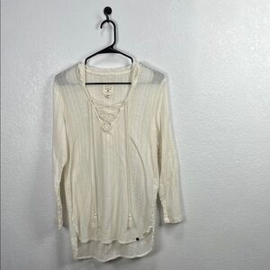 Billabong Women’s Same Story Cover Up Cream Long Sleeve Summer Sz M Swimwear